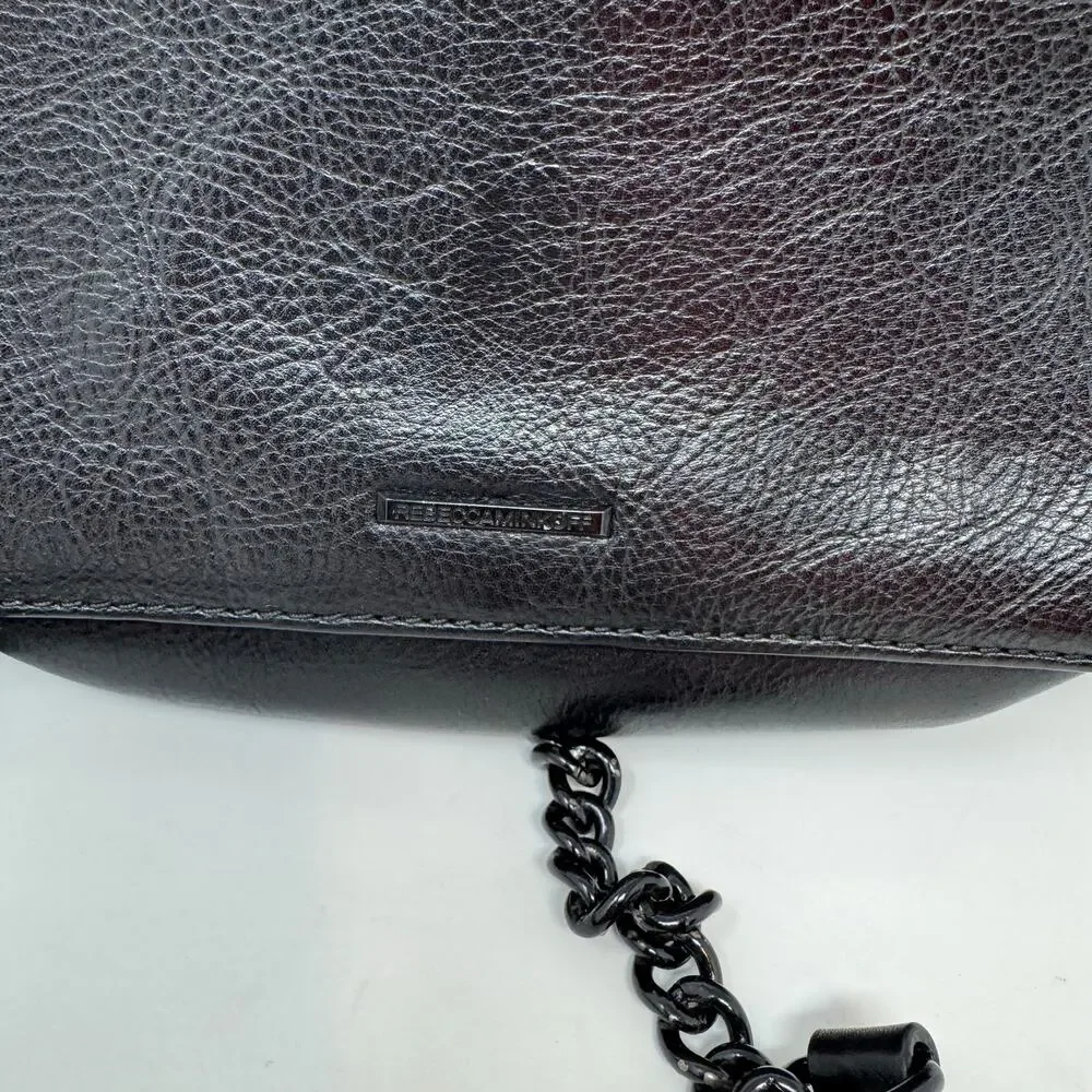 Rebecca Minkoff Quilted Love Black Leather Crossbody Bag Chain Goth Grunge Emo